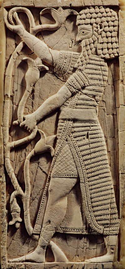 Relief représentant un guerrier, du palais de Salmanassar III (858-823 av. J.-C.) Nimrud - Assyrian